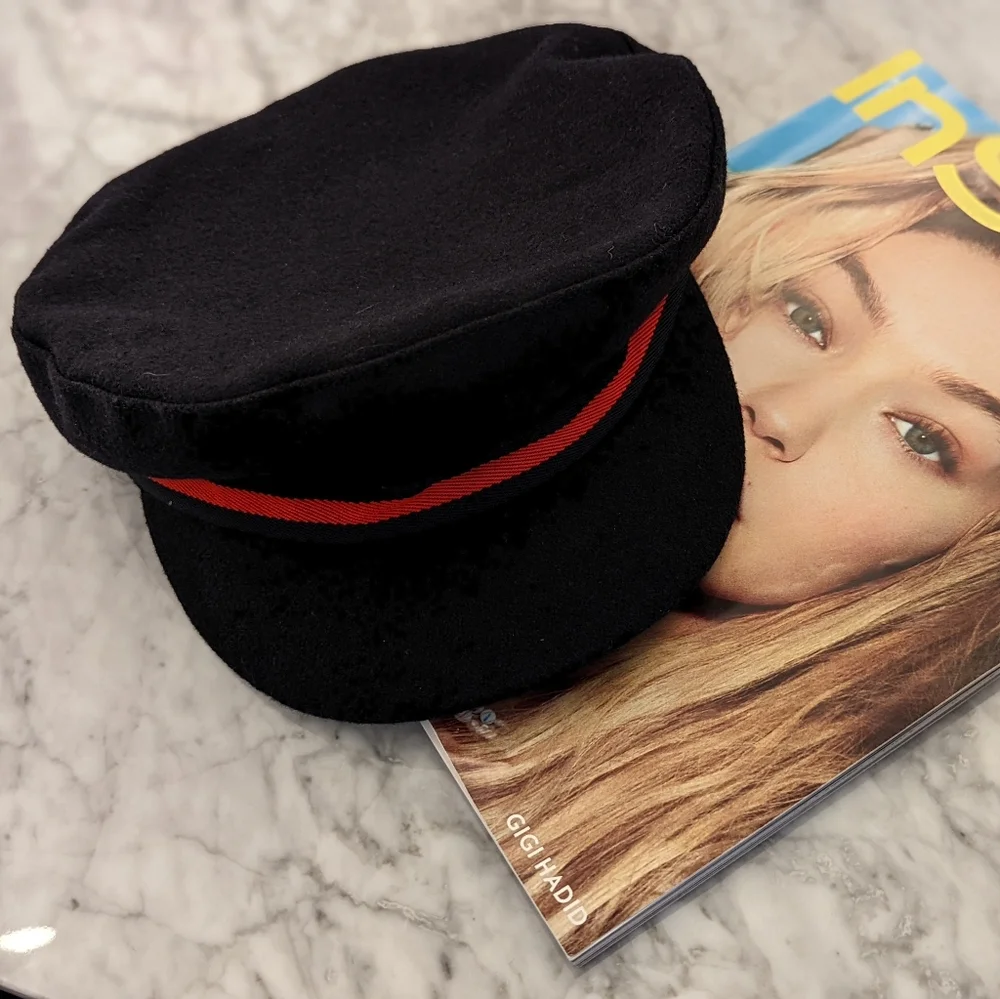 Free People Baker Boy Hat Navy Blue Wool Cap - Picture 4 of 6